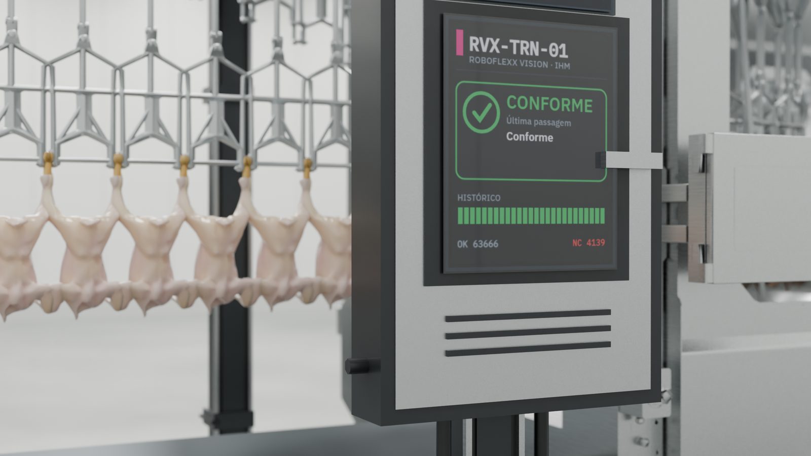 IHM do RVX-TRN-01 indicando carcaça conforme